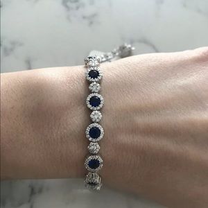 925 sterling silver blue sapphire and CZ  Bracelet